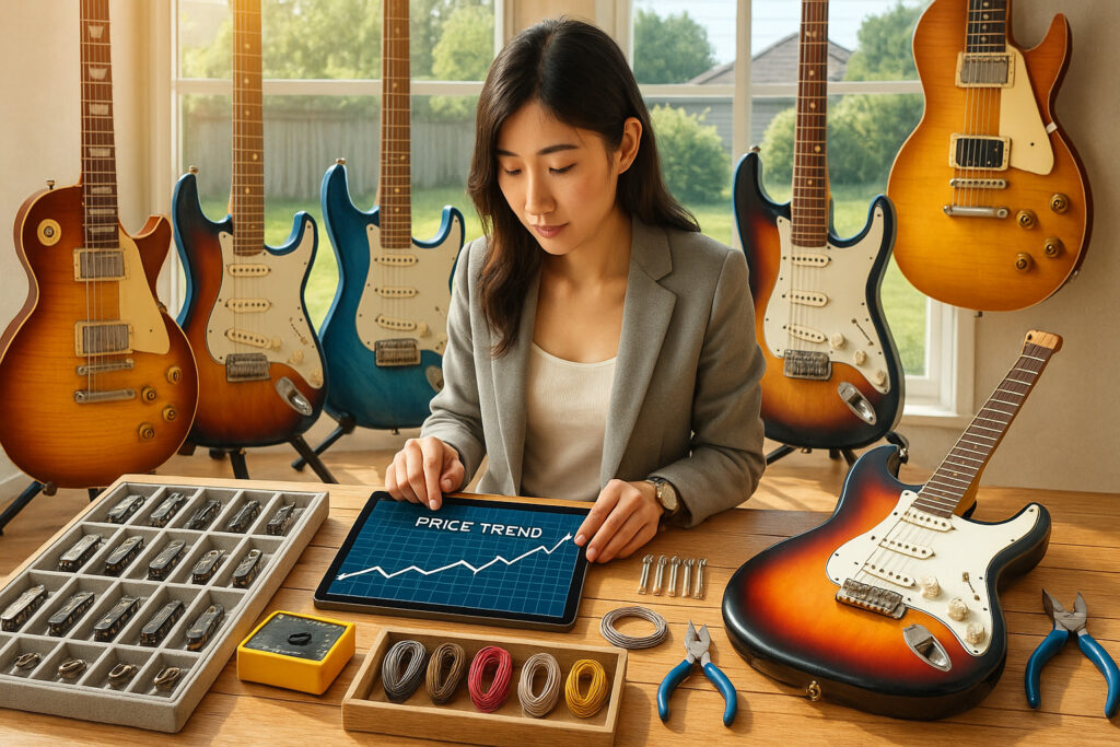 ギター価格推移を見ながら資産価値を分析する若いヴィンテージギターフリーク